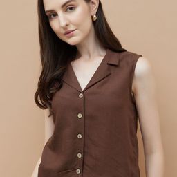 CODE by Lifestyle Mandarin Collar Cotton Shirt Style Top-picture-6
