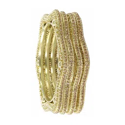ZULKA Set of 4 Latest Star Design Alloy Metal Bangleswith Zircon Diamond-picture-21
