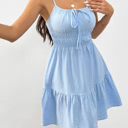 DressBerry Women Shoulder Straps Cotton Fit & Flare Knee Length Dress image 5