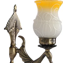 1ST TIME Yellow & Bronze-Toned Textured Metal Traditional Frustum Shaped Wall Lamp-picture-19