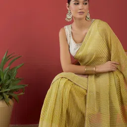 all about you Striped Printed Gotta Patti Pure Chiffon Saree image 5