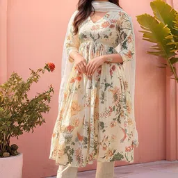 Aaghnya Women Floral Printed Kurta with Trousers & Dupatta-image-37