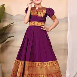 calendar art Calendar Girls Round Neck Puff Sleeves Satin Fit and Flare Dress-picture-25