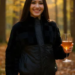 Campus Sutra Women Stand Collar Checked Lightweight Puffer Jacket-picture-12