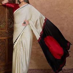 KALINI Striped Silk Blend Designer Saree image 3