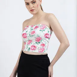 SZN Floral Printed Tube Crop Top image 3
