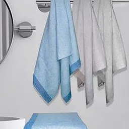 Myntra Elegant Homes Brown & Blue 5 Striped Cotton 150 GSM Bath Towel-picture-41