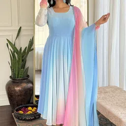 KALINI Women Solid Round Neck Regular Kurta with Trousers & Dupatta-picture-38