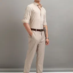 HIGHLANDER Men Cutaway Collar Solid Slim Fit Casual Shirt-picture-19