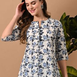 Anouk Rustic Women Floral Printed Mandarin Collar Pure Cotton Straight Kurti-picture-22