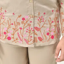 Bella Moda Girls Embroidered Long Sleeves Pure Cotton Shirt With Trouser image 5