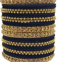 SAND Black Glass Artificial Stones & Beads Bangle image 2