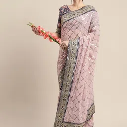 DIVASTRI Embellished Sequinned Heavy Work Saree-picture-12