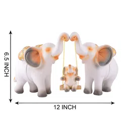 Zart White Elephant Figurine Polyresin Showpiece image 5