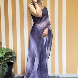HERE&NOW Striped Pure Chiffon Jamdani Saree image 5
