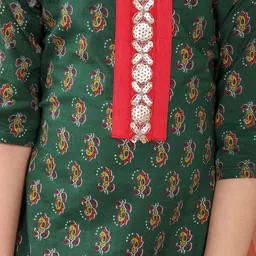 here&now x kinder kids Kinder Kids Girls Floral Printed Regular Pure Cotton Kurta image 2