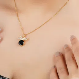 Bishty Fashion Gold-Plated Stainless Steel CZ-Studded Anti Tarnish Pendant with Chain-picture-12