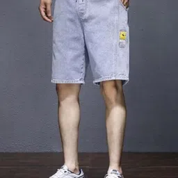 HERE&NOW Men Slim Fit Modal Denim Shorts-picture-36