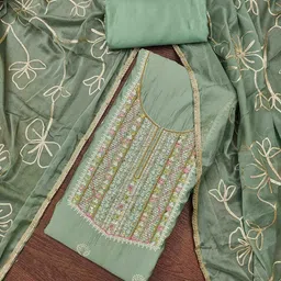 KIMISHA Embellished Pure Cotton Unstitched Dress Material-image-66