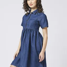 CEFALU Denim Fit & Flare Midi Dress image 5
