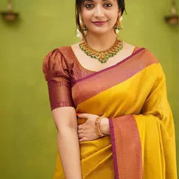 Moda Rapido Woven Design Zari Silk Blend Handloom Banarasi Saree image 4