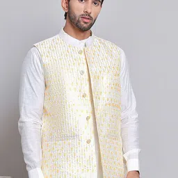 Jompers Men Embroidered Woven Nehru Jacket-picture-27