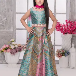 JAY NAGNATH FAB Girls Printed Mirror Work Ready to Wear Lehenga & Blouse With Dupatta image 4