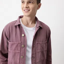 Mast & Harbour Spread Collar Pure Cotton Over Relax Denim Jacket-picture-15