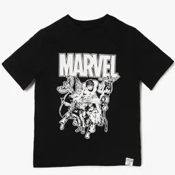 GAP Boys Marvel Graphic Printed Round Neck Pure Cotton Relaxed Fit T-shirt-image-4