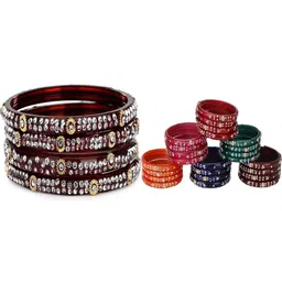 SOMIL Set of 28 Maroon Glass Bangle-image-40