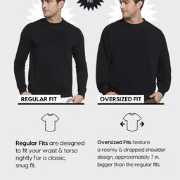 Bewakoof Men's Black Lost In Space Graphic Printed Oversized Sweatshirt image 3