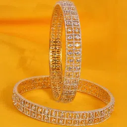 Shiv Jewels Set Of 2 Gold Plated Cubic Zircon Studded Bangles-picture-31