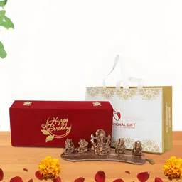 INTERNATIONAL GIFT Copper-Toned Lord Musical Ganesh Religious Idol Showpiece With Box Bag-image-26