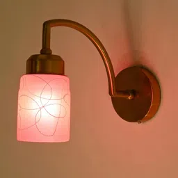 Somil Premium Designer Glass Wall/Night Lamp Elegant & Stylish Dcor Accent for Modern Interiors, Color Pink, White, Size:- 9.5 x 9.5 x 23 CM-image-21