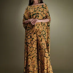 Breathe by Aakanksha Singh Floral Printed Boat Neck Silk Georgette Tunic With Palazzo-picture-20