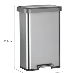 OBSESSIONS Grey & Black Stainless Steel Soft-Close Trash Pedal Dustbins - 45 L image 3