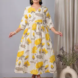 Aramya Women Floral Printed Daily Linen Anarkali Kurtas-picture-28