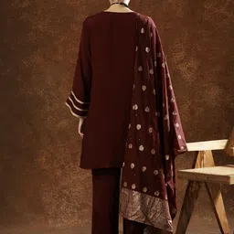 Anouk Women Ethnic Motifs Embroidered Regular Sequinned Kurta with Palazzos & With Dupatta image 4