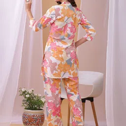 HRITIKA Printed Mandarin CollarTop With Trousers Co-Ords image 3
