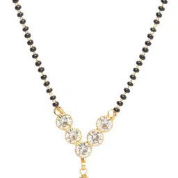 Anouk Gold-Plated Cubic-Zirconia Studded & Beaded Mangalsutra image 3