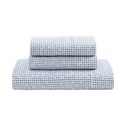 LANE LINEN Blue & White Geometric 144 TC King Bedsheet with 2 Pillow Covers-image-7