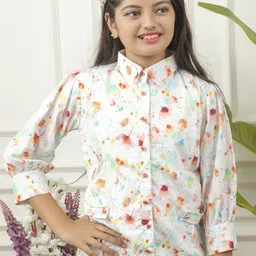 Miss & Chief Floral Print Applique Shirt Style Top-picture-53