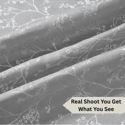 GEET CREATIONS Grey Set of 2 Floral Room Darkening Door Curtain image 2