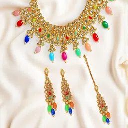 AccessHer Women Brass Gold-Plated Handcrafted Jewellery Set-image-41