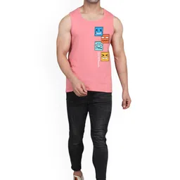 SLOWLORIS Pack Of 2 Printed Combed Cotton Gym Vests VSL26 CMB(CHS LGTGREEN)(JUST PEACH) image 3