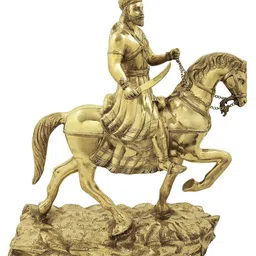 Exotic India Gold-Toned Chhatrapati Shivaji Maharaj Idol Brass Showpiece image 1