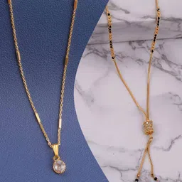 Boghra Sales Set Of 2 Gold-Plated Alloy American Diamond Chain-picture-24