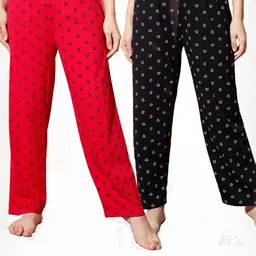 TRENDY WORLD Pack Of 2 Women Printed Cotton Lounge Pants-picture-34