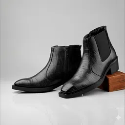 Bxxy Men Textured Height Increasing Elevator Heel Chelsea Boots-picture-13