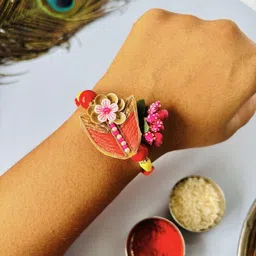 Tipsy closet Unisex Orange Wraparound Rakhi image 4